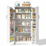 MERAX Buffet de cuisine 2 portes 0 tiroir - 60 cm blanc led mdf