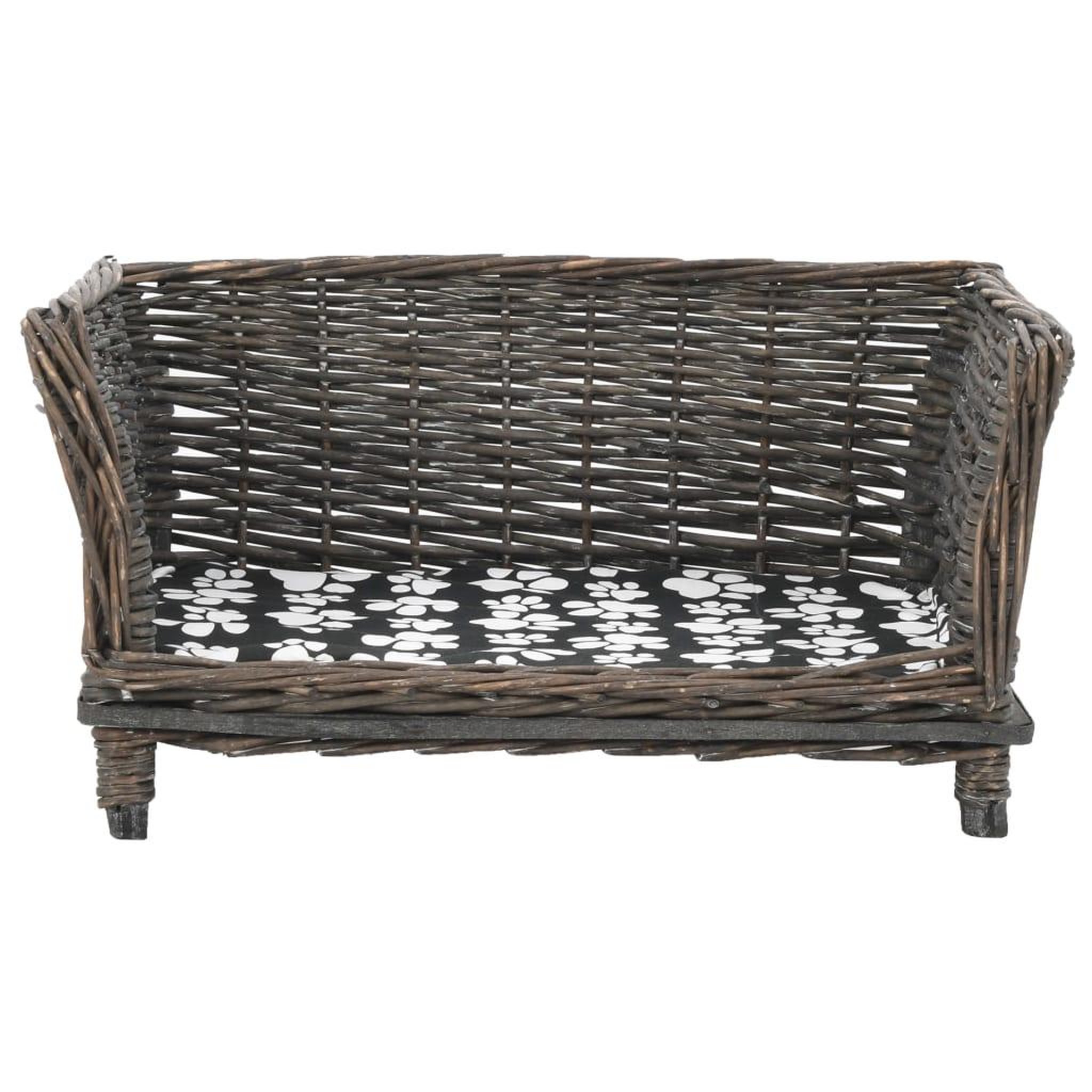 Voir la diapositive 2 : VIDAXL Panier pour chiens avec coussin Gris 50x33x30 cm Saule naturel