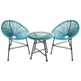 Voir la diapositive 1 : CONCEPT USINE Salon de jardin 2 fauteuils ronds et table basse bleu ACAPULCO
