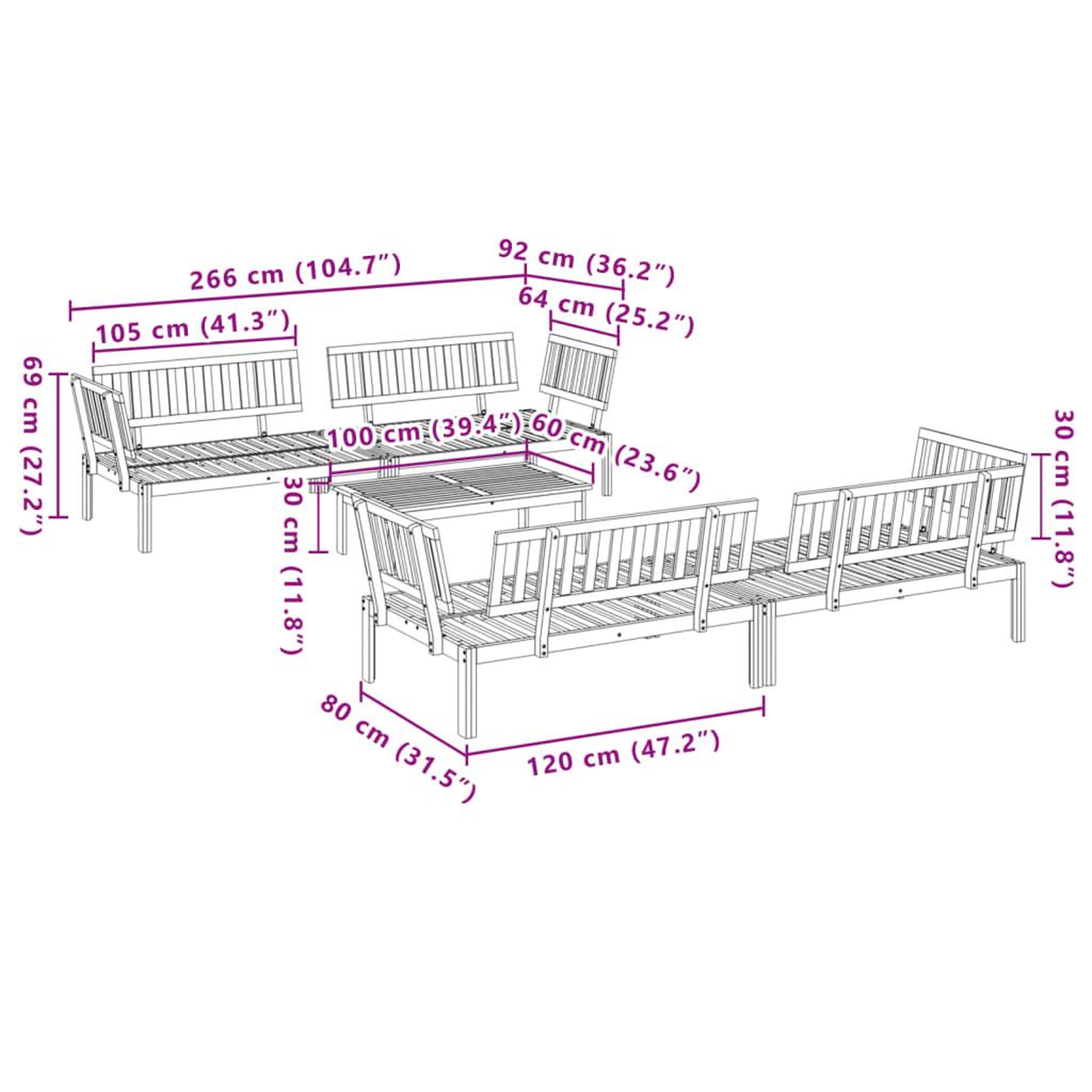 Voir la diapositive 6 : VIDAXL Salon palette de jardin 5 pcs bois d'acacia massif