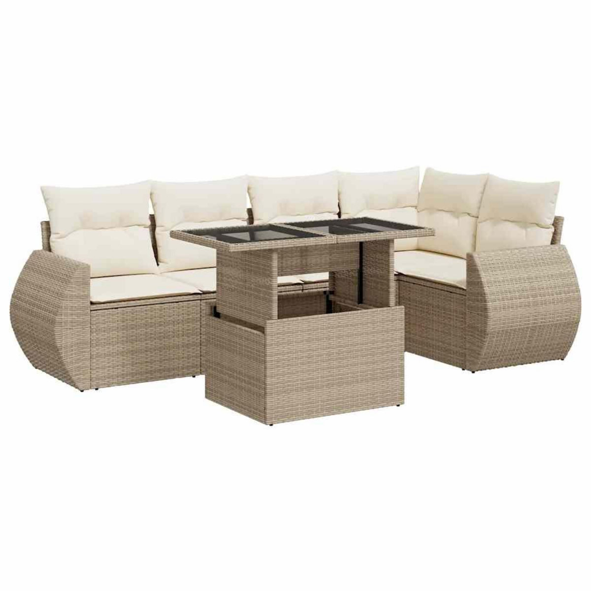 VIDAXL Salon de jardin avec coussins 6 pcs beige resine tressee