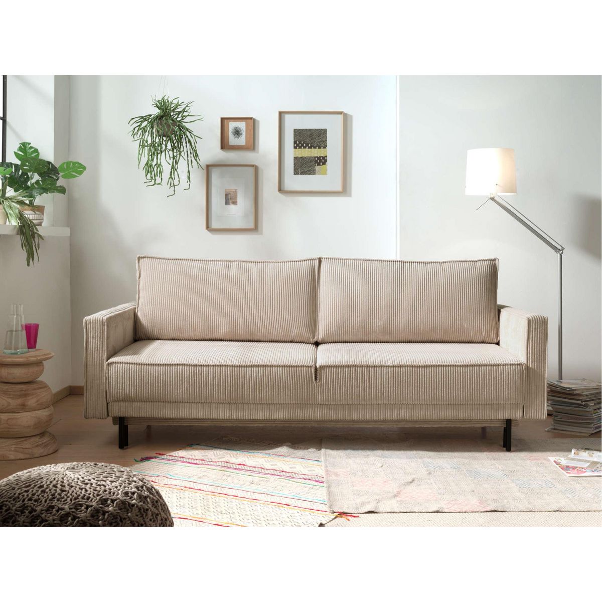 LISA DESIGN Charlie - canapé 3 places convertible avec coffre - en velours côtelé