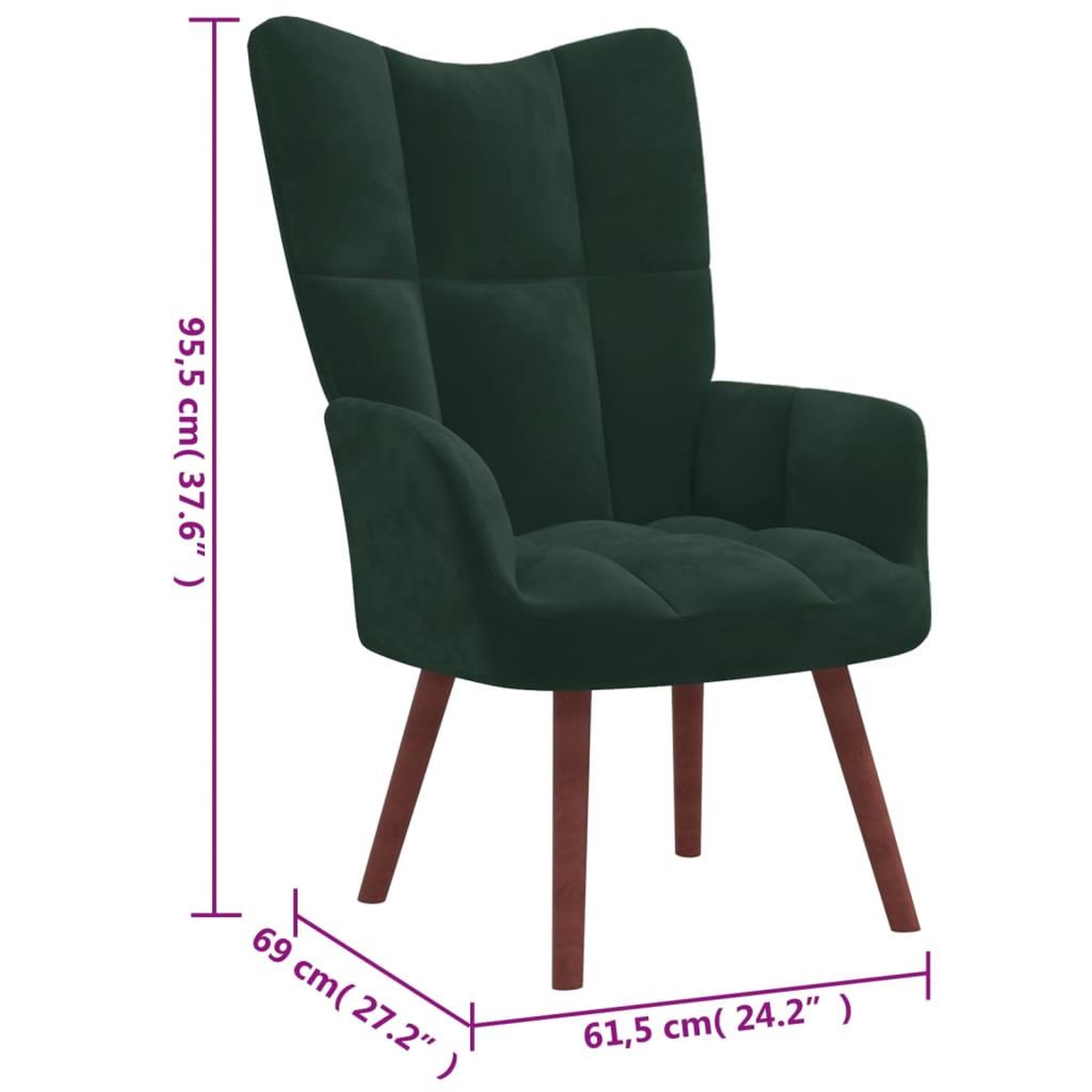 Voir la diapositive 6 : VIDAXL Chaise de relaxation Vert fonce Velours