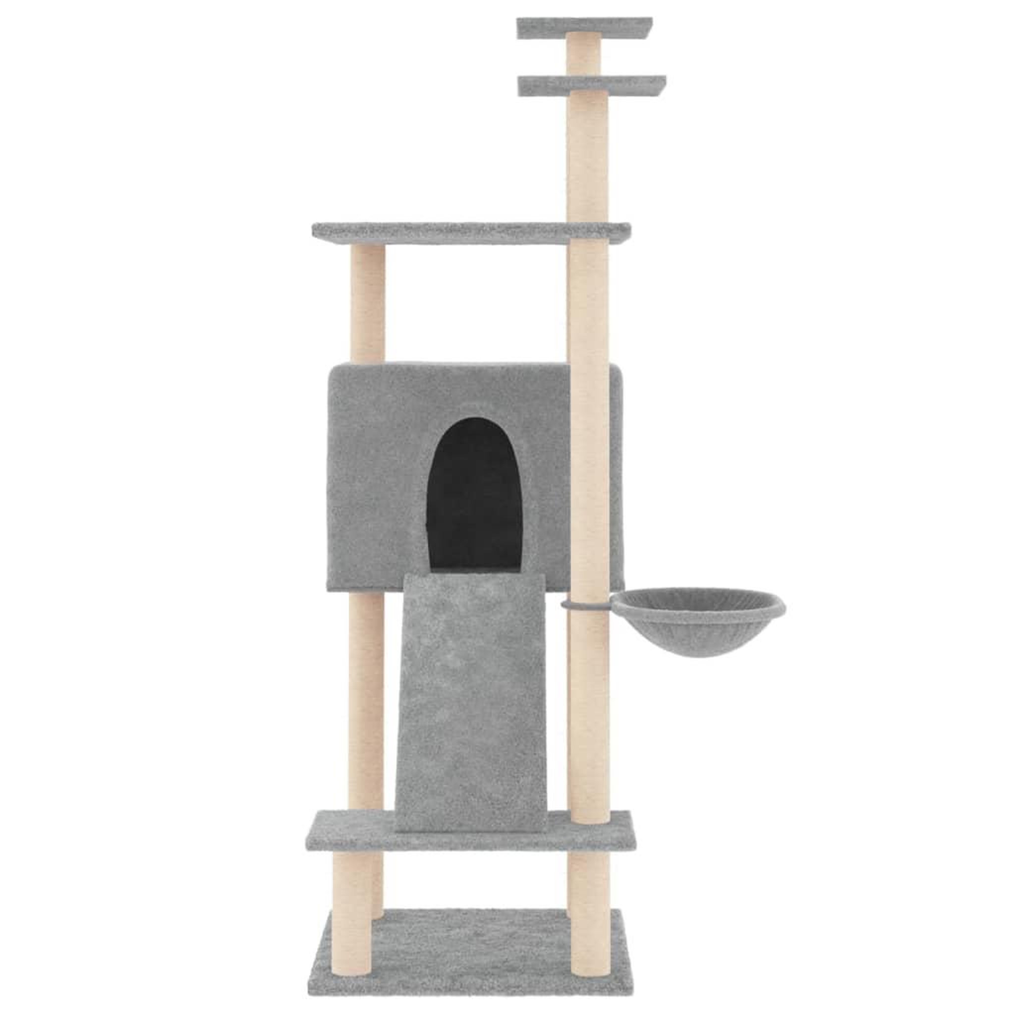 Voir la diapositive 3 : VIDAXL Arbre a chat avec griffoirs en sisal Gris clair 153 cm
