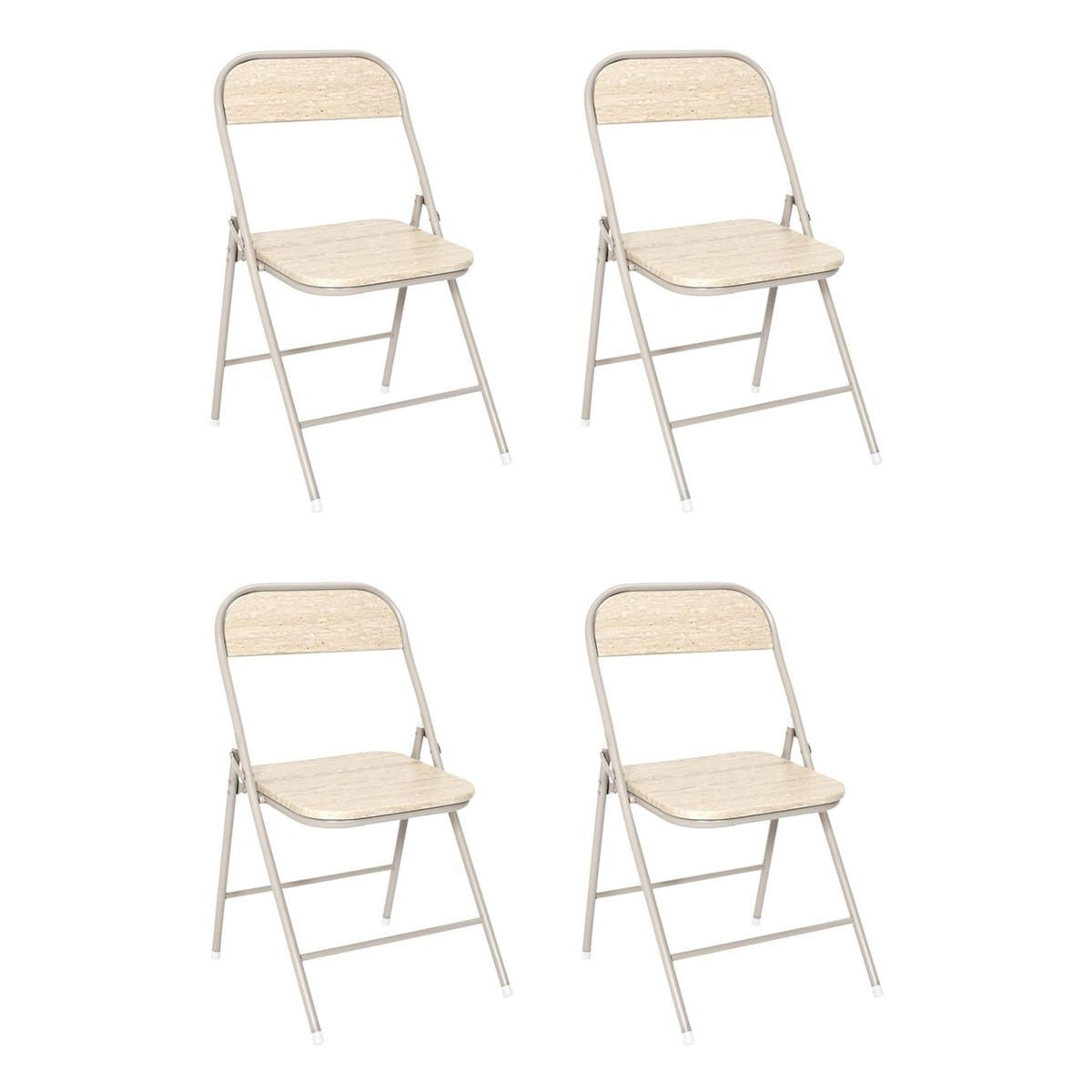 Paris Prix Lot de 4 Chaises Pliantes  Terra Nova  78cm Beige