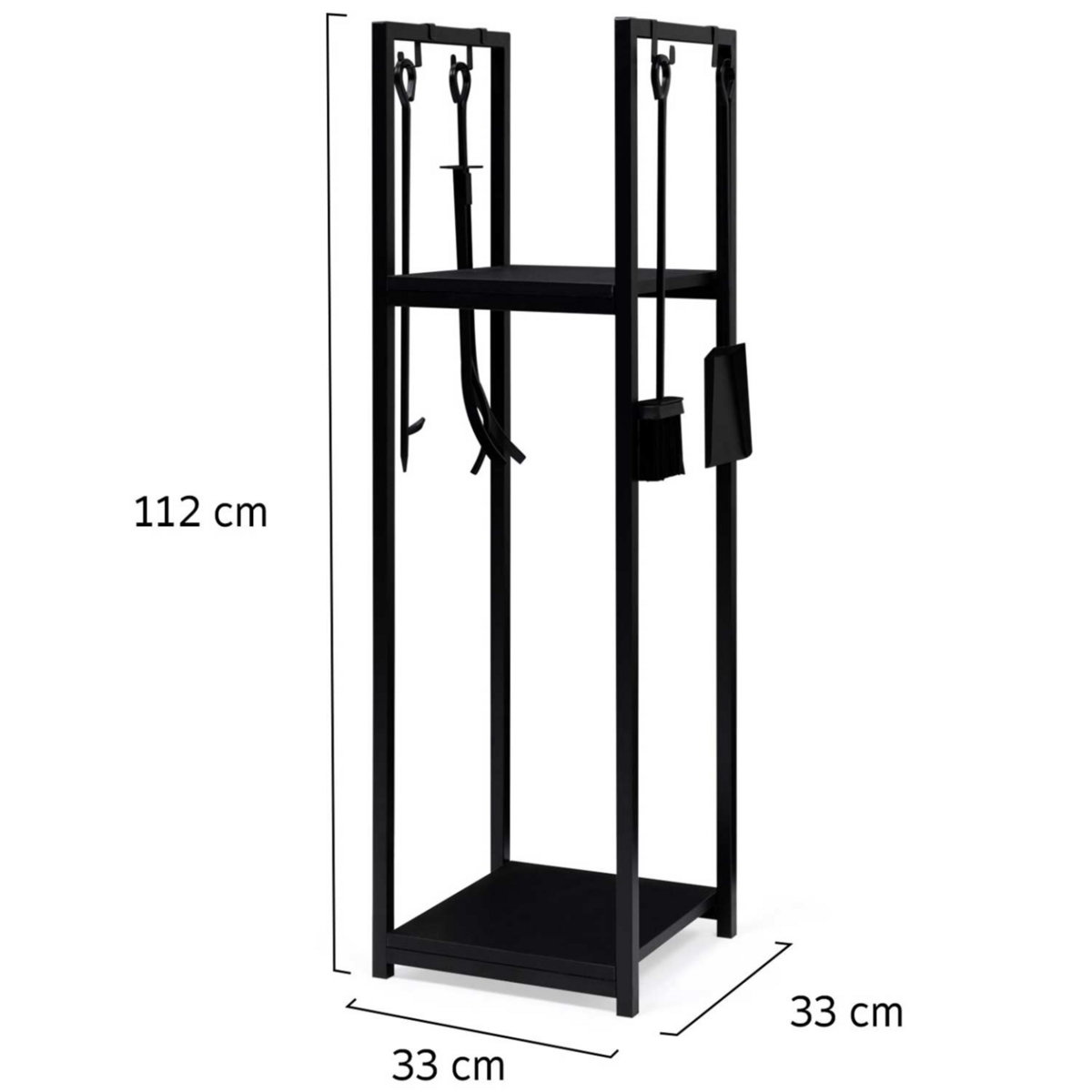 ID MARKET Range bûches vertical avec accessoires 2 étagères H.112 CM pour cheminée