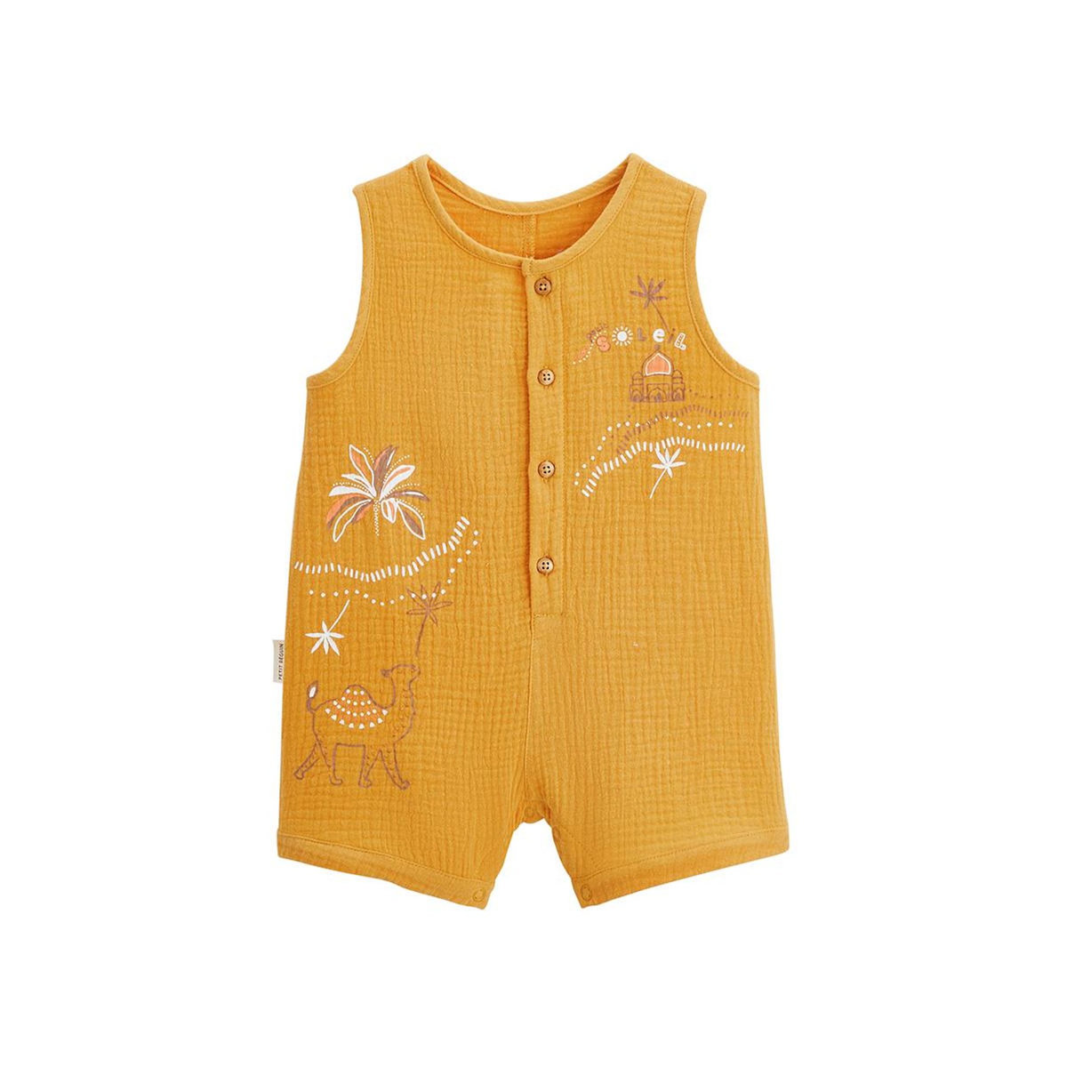 Petit Béguin Combishort bébé en gaze de coton Liwa