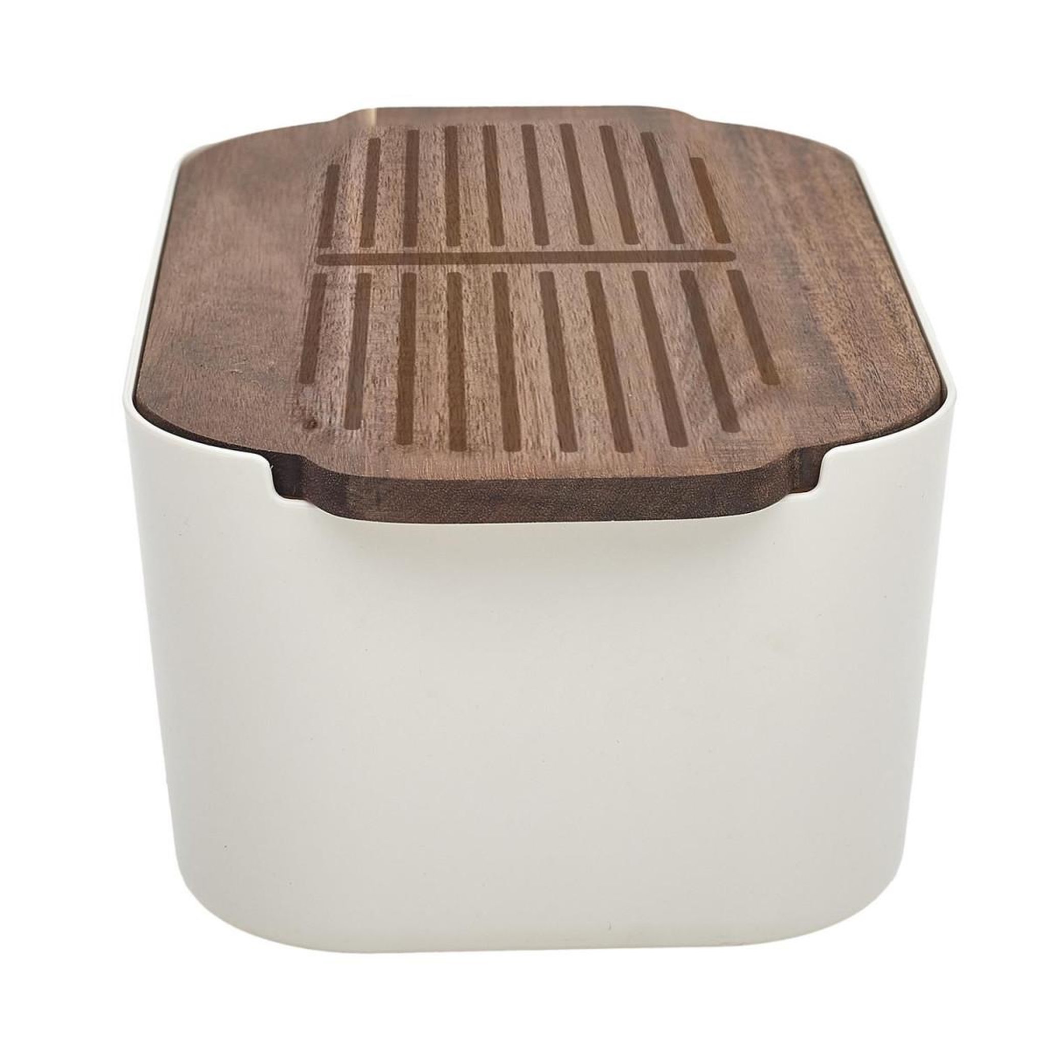 Voir la diapositive 3 : The Home Deco Factory Boîte à pain avec planche  acacia  33cm blanc