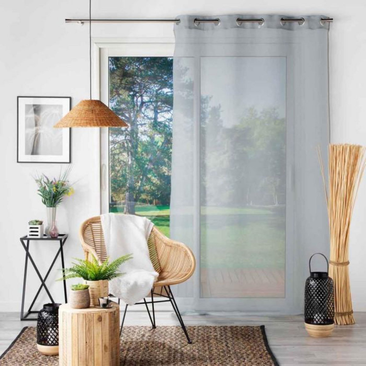 Paris Prix Rideau Voilage à Œillets  Sandra  140x240cm Gris