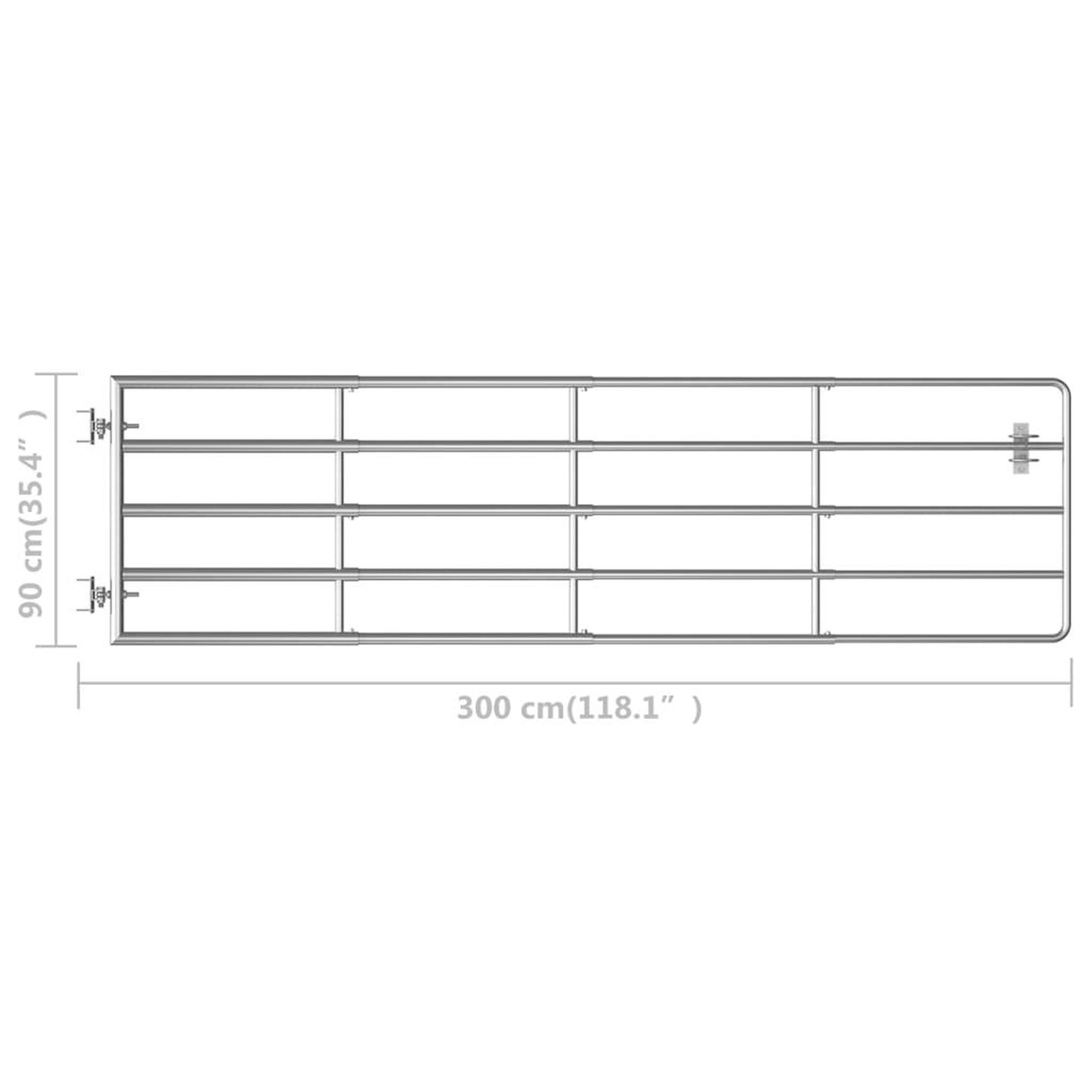 Voir la diapositive 5 : VIDAXL Portillon a 5 barres Acier (115-300)x90 cm Argente
