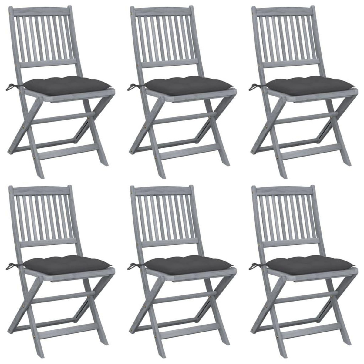 VIDAXL Chaises pliables d'exterieur lot de 6 et coussins Bois d'acacia