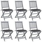 VIDAXL Chaises pliables d'exterieur lot de 6 et coussins Bois d'acacia