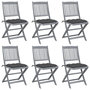 Voir la diapositive 1 : VIDAXL Chaises pliables d'exterieur lot de 6 et coussins Bois d'acacia