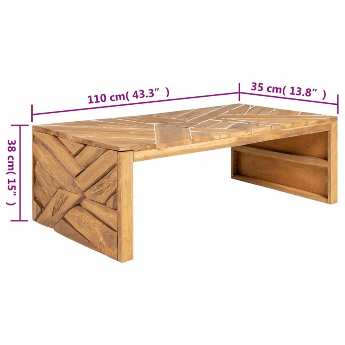 VIDAXL Table basse Bois de teck massif 110x35x38 cm