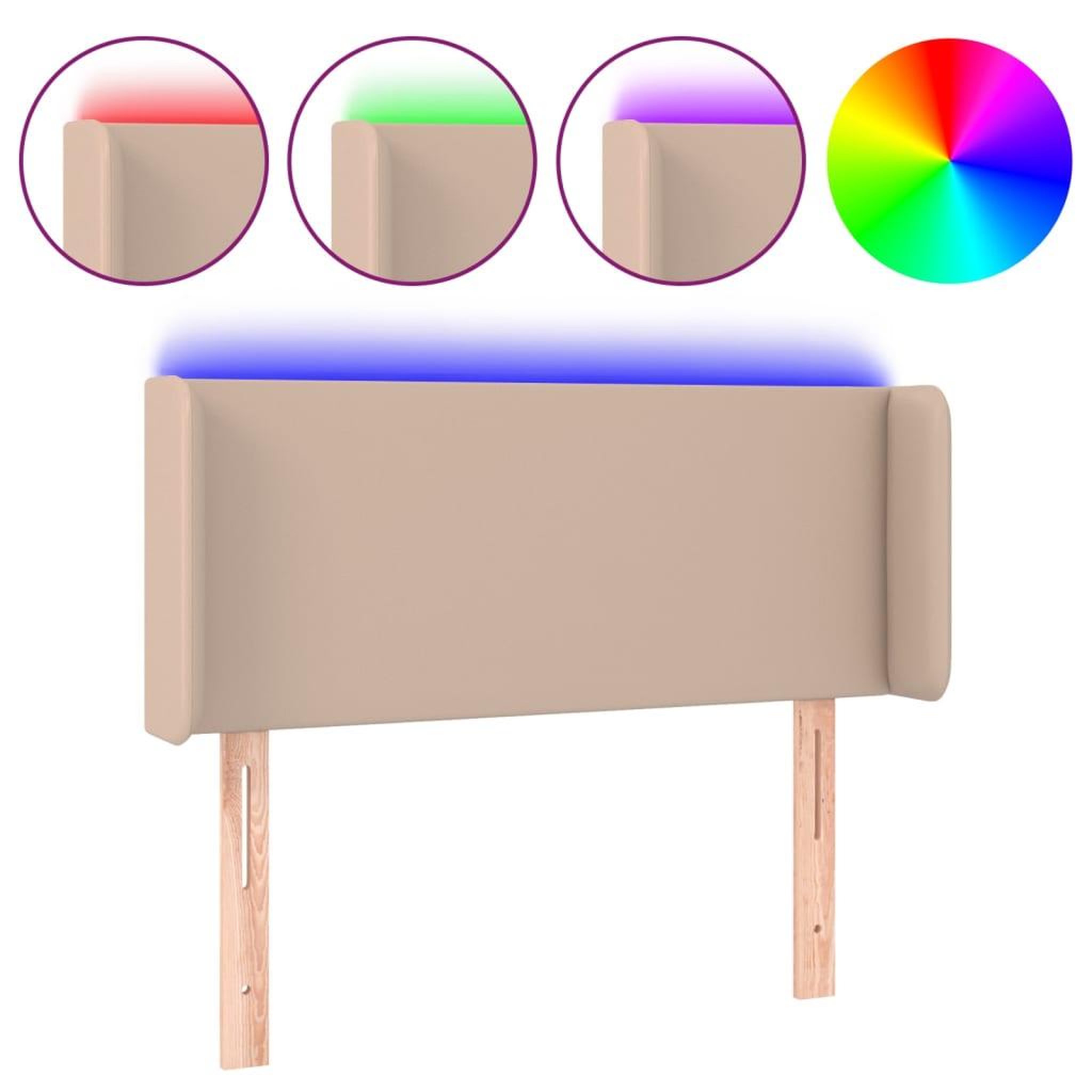 Voir la diapositive 2 : VIDAXL Tete de lit a LED Cappuccino 93x16x78/88 cm Similicuir