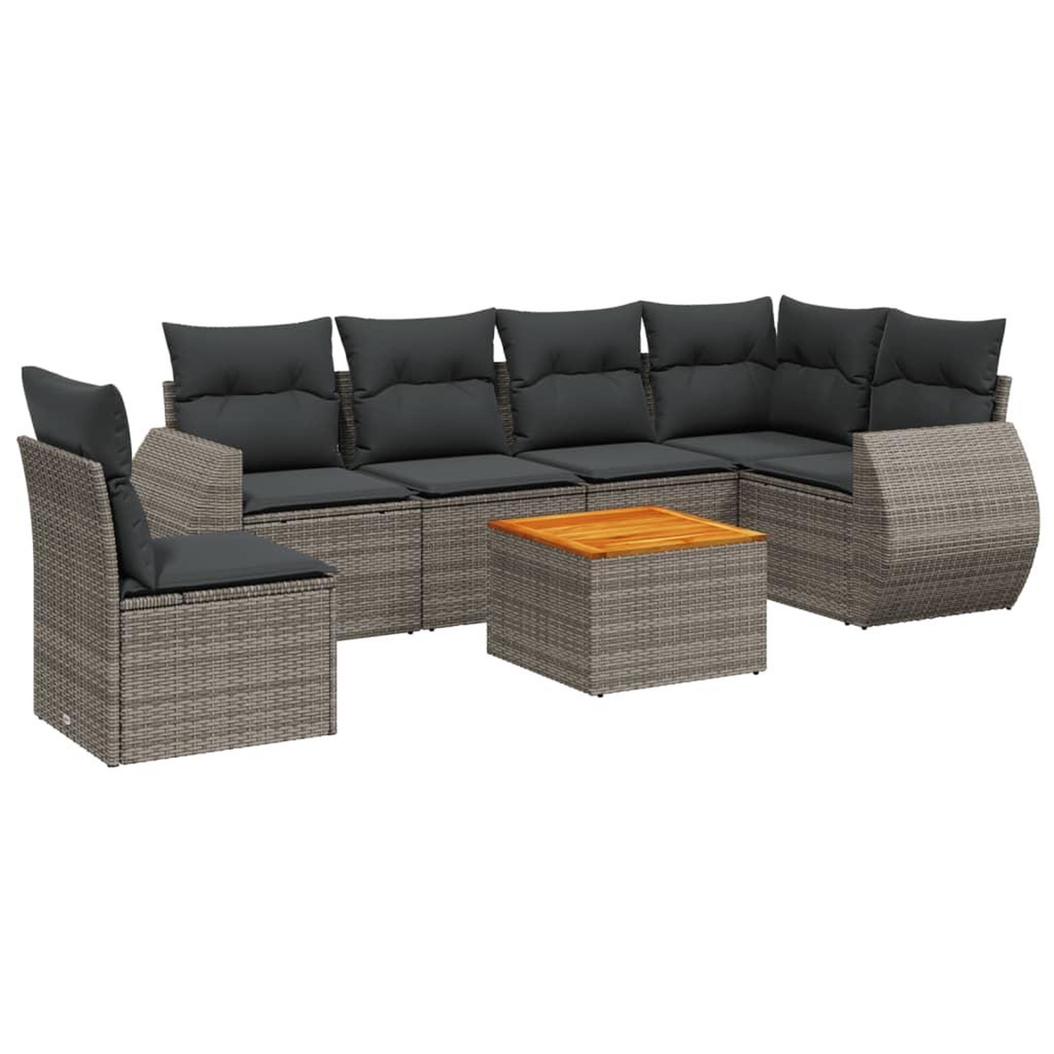 Voir la diapositive 2 : VIDAXL Salon de jardin avec coussins 7 pcs gris resine tressee