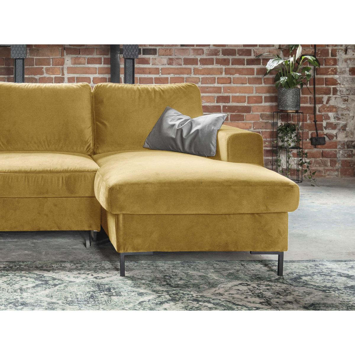 BEST MOBILIER Lilly - canapé d'angle droit - 4 places - convertible avec coffre - en velours