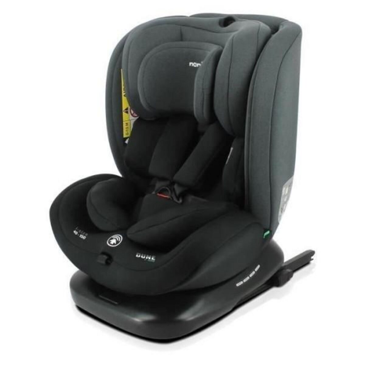 Siège auto isofix RACE I FIX 76-140 cm R129 –de 3 à 10 ans – Têtière  réglable - Base inclinable - Noir - Fabrication française