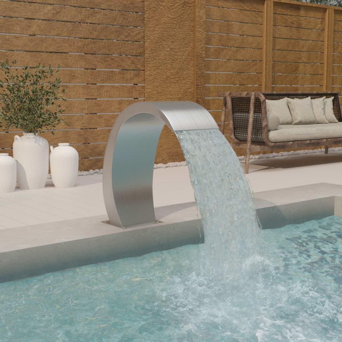 VIDAXL Fontaine de piscine 22x60x70 cm acier inoxydable 304