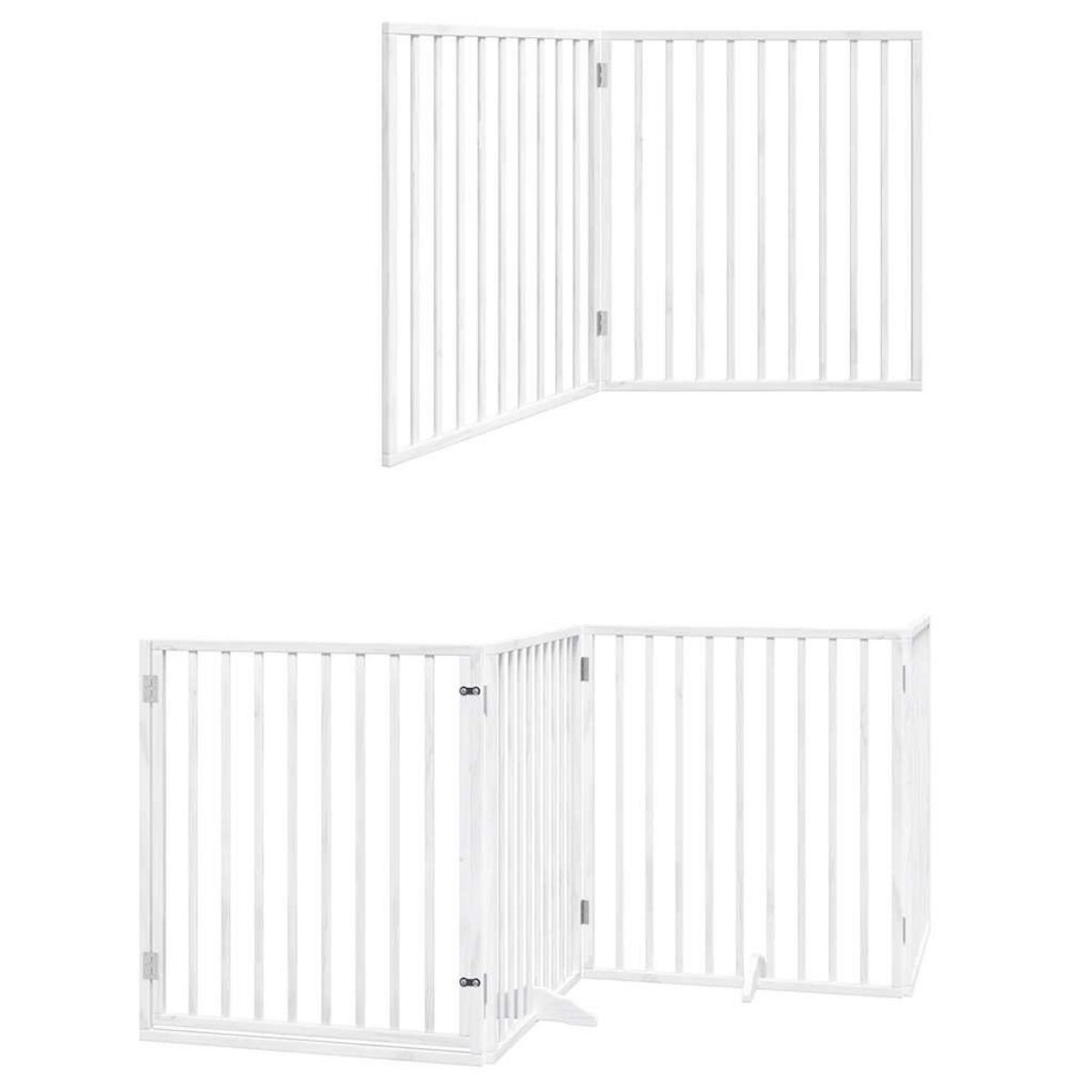 VIDAXL Barriere pour chien porte pliable 6panneaux blanc bois peuplier