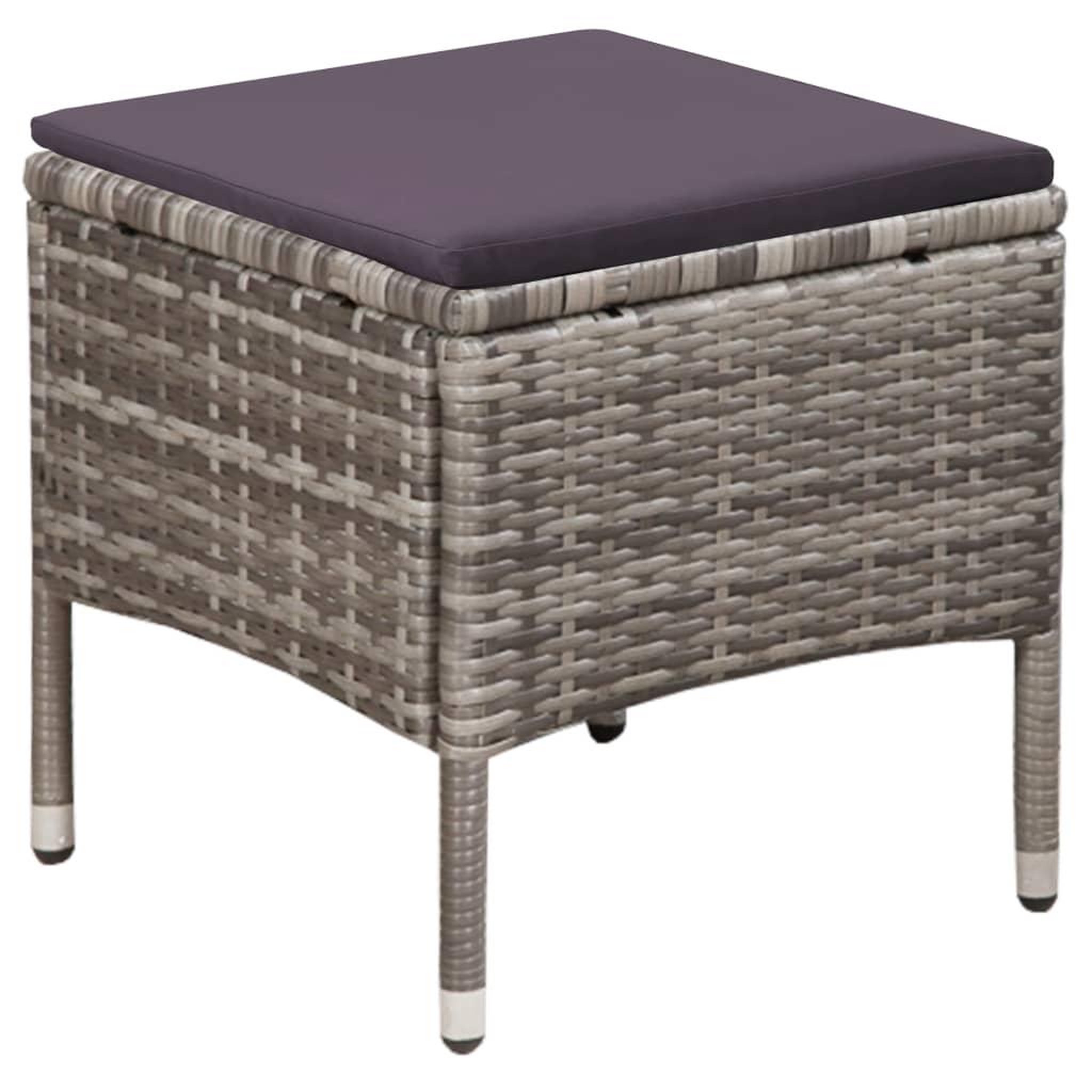 Voir la diapositive 4 : VIDAXL Chaise et tabouret d'exterieur et coussins Resine tressee Gris