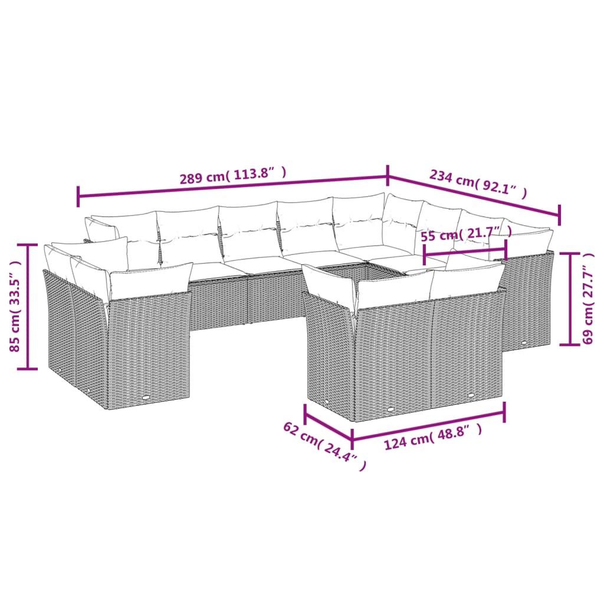 Voir la diapositive 3 : VIDAXL Salon de jardin avec coussins 12 pcs beige resine tressee