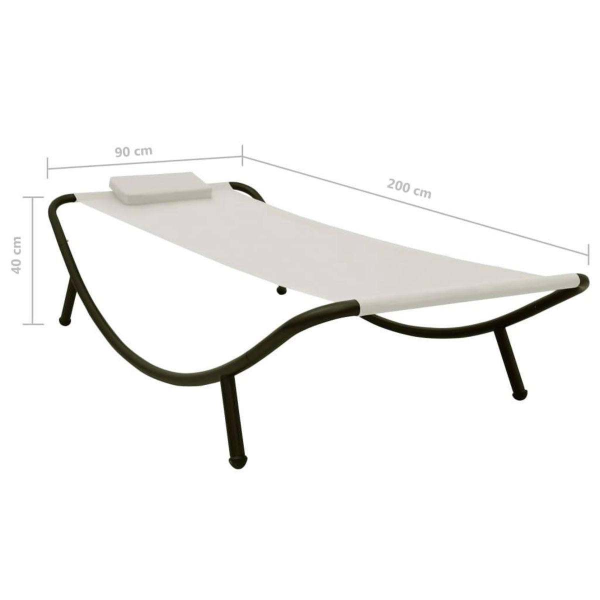 VIDAXL Lit de jardin creme 200x90 cm acier