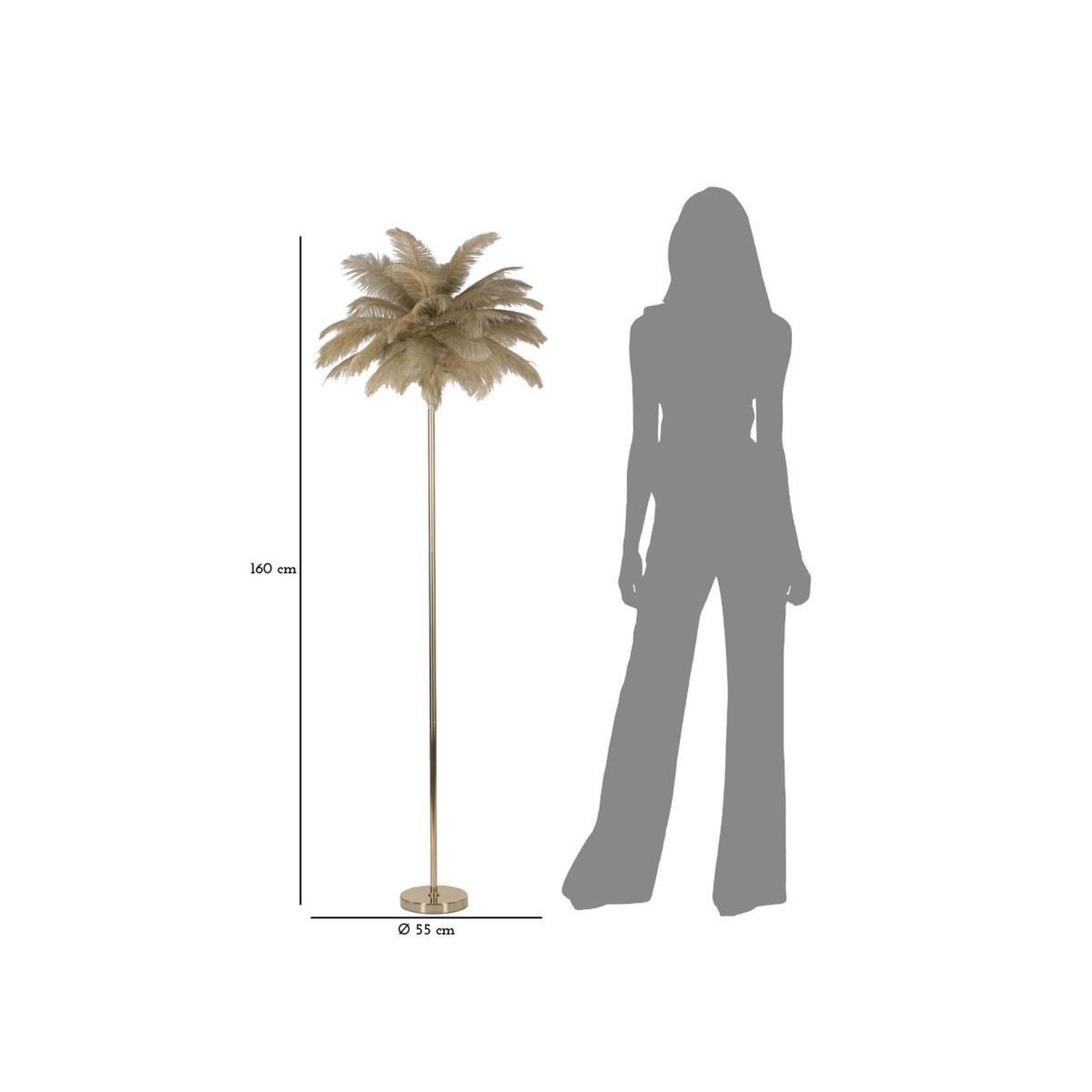 Voir la diapositive 6 : Paris Prix Lampadaire Imitation Plume  Palm  160cm Or & Camel