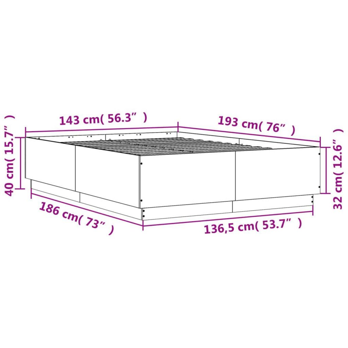 VIDAXL Cadre de lit sans matelas chene sonoma 140x190 cm