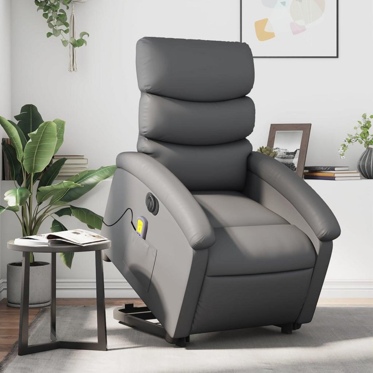 VIDAXL Fauteuil inclinable de massage electrique gris similicuir