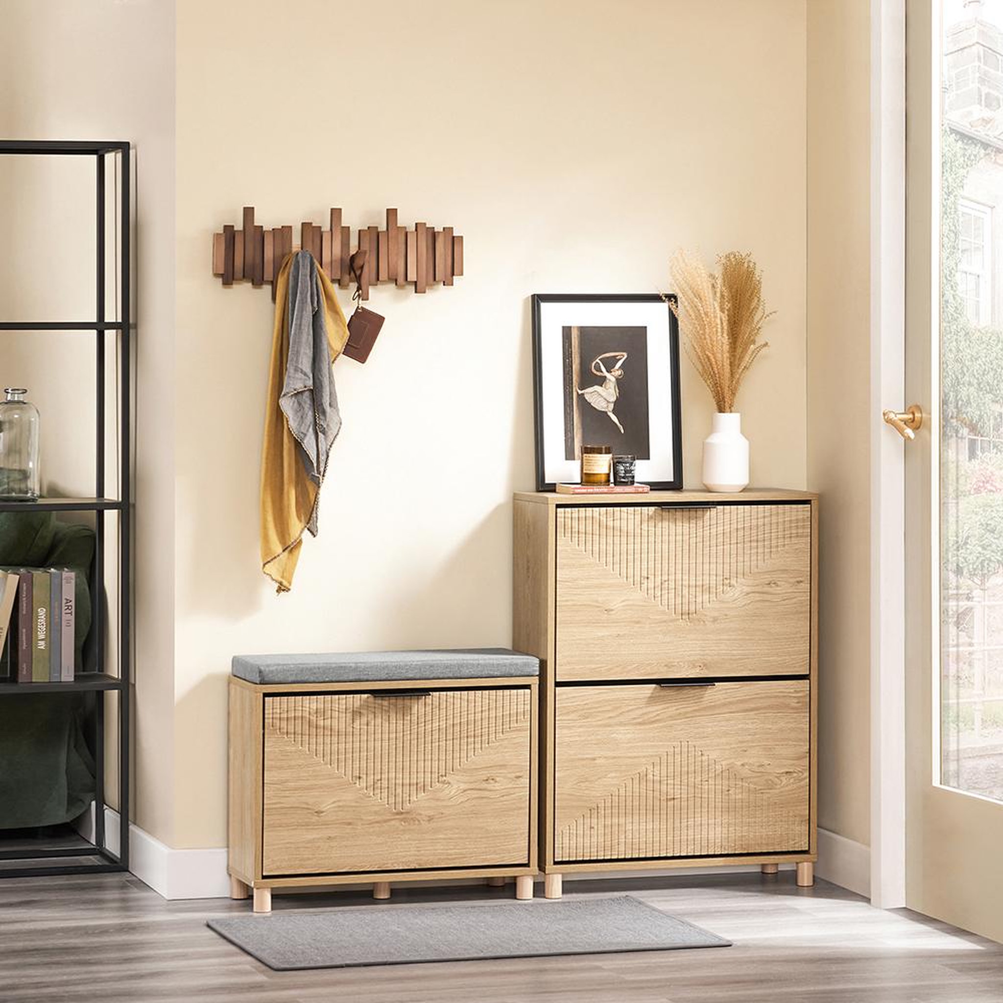 Voir la diapositive 6 : SOBUY SoBuy - Meuble À Chaussures 2 portes - Chêne Clair - 60x24x83cm - Nordique - FSR200-II-N