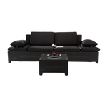 CONCEPT USINE Salon de jardin en résine tressée noir CORFOU