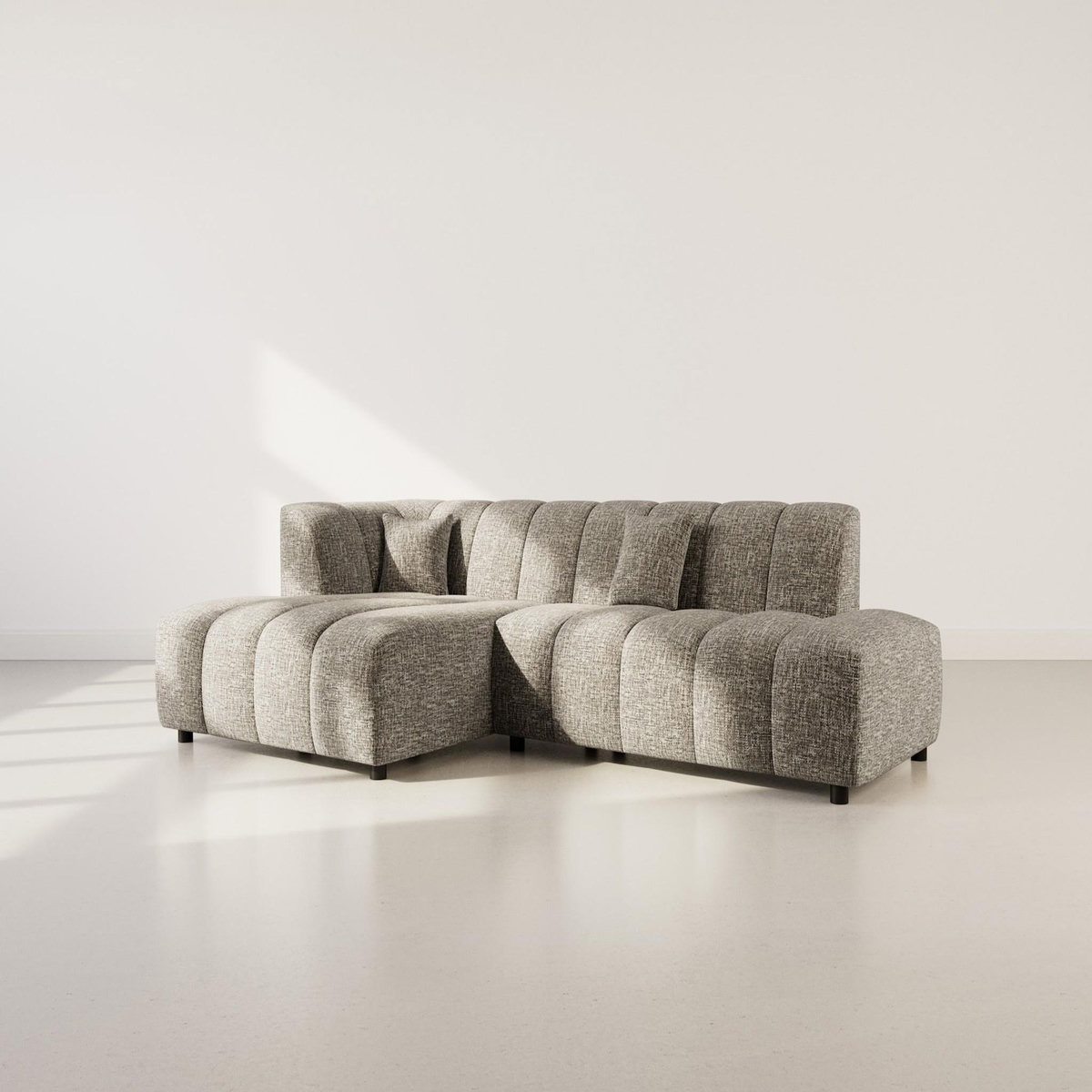 LISA DESIGN Curtis - canapé d'angle gauche 4 places sans accoudoir en tissu texturé