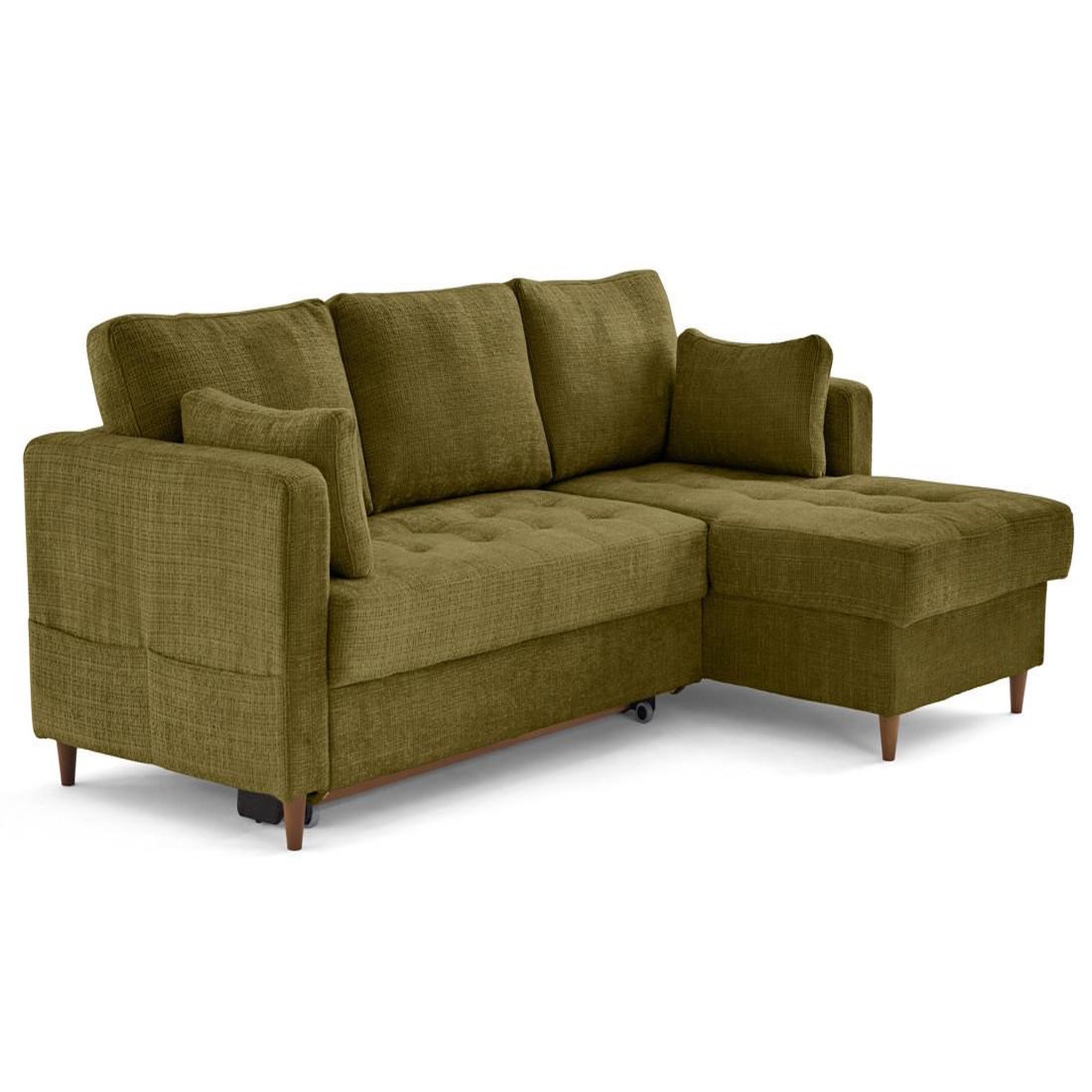 Voir la diapositive 4 : LISA DESIGN Anna - canapé d'angle droit 4 places convertible avec coffre en velours texturé