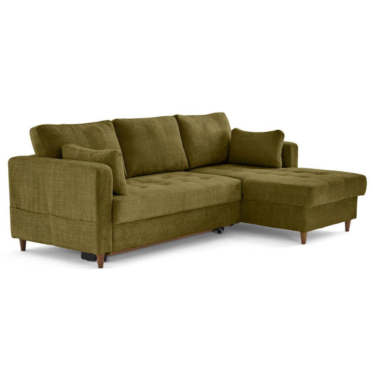 LISA DESIGN Anna - canapé d'angle droit 4 places convertible avec coffre en velours texturé