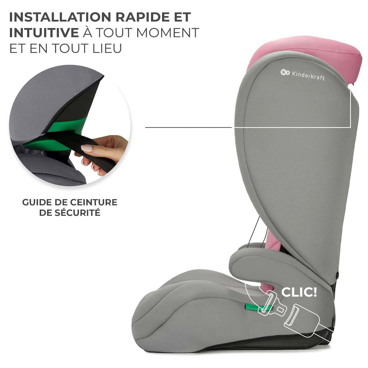 KINDERKRAFT Siège auto enfant i-Size 2 en 1 avec appuie-tête réglable