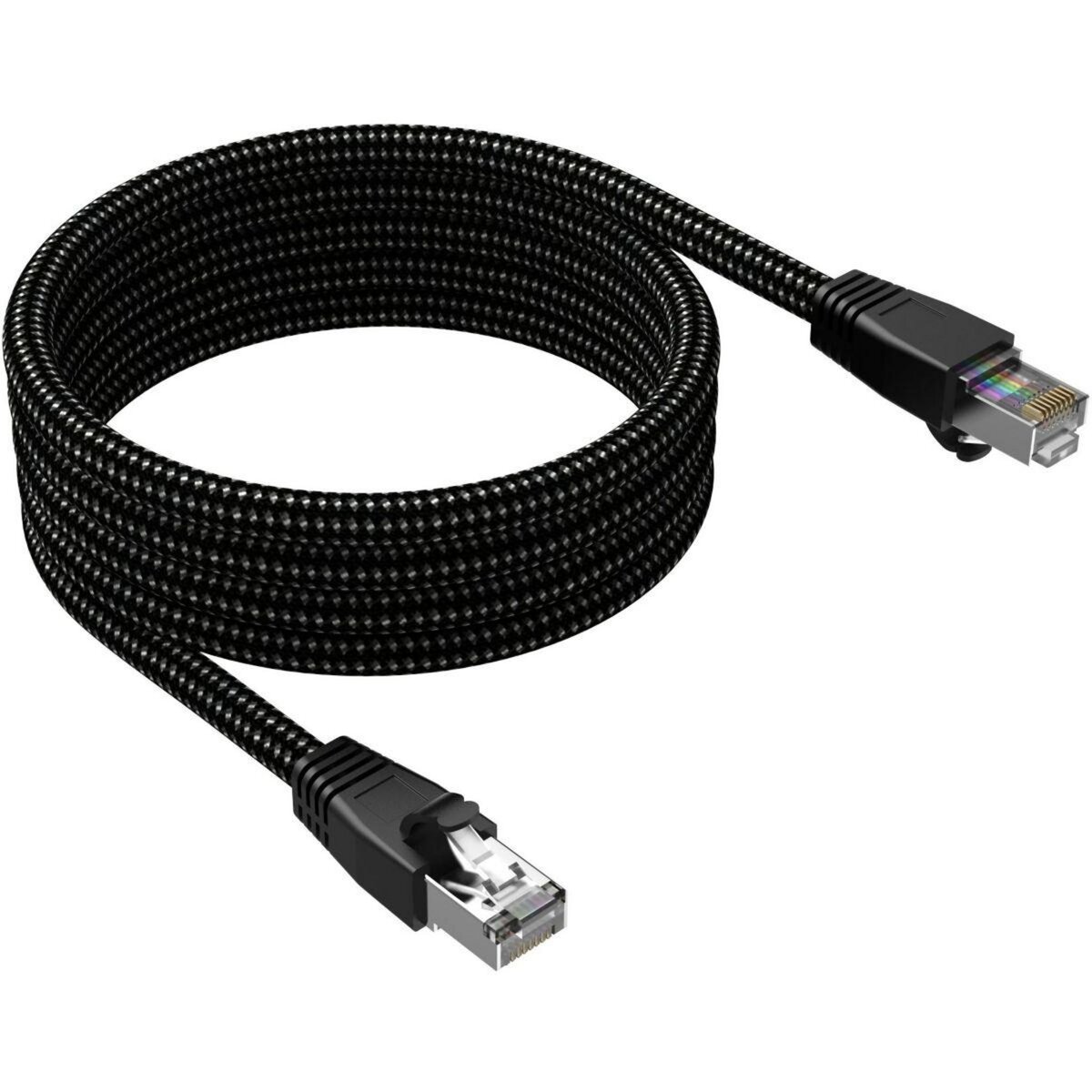 ADEQWAT Câble Ethernet 3M Droit CAT8 noir