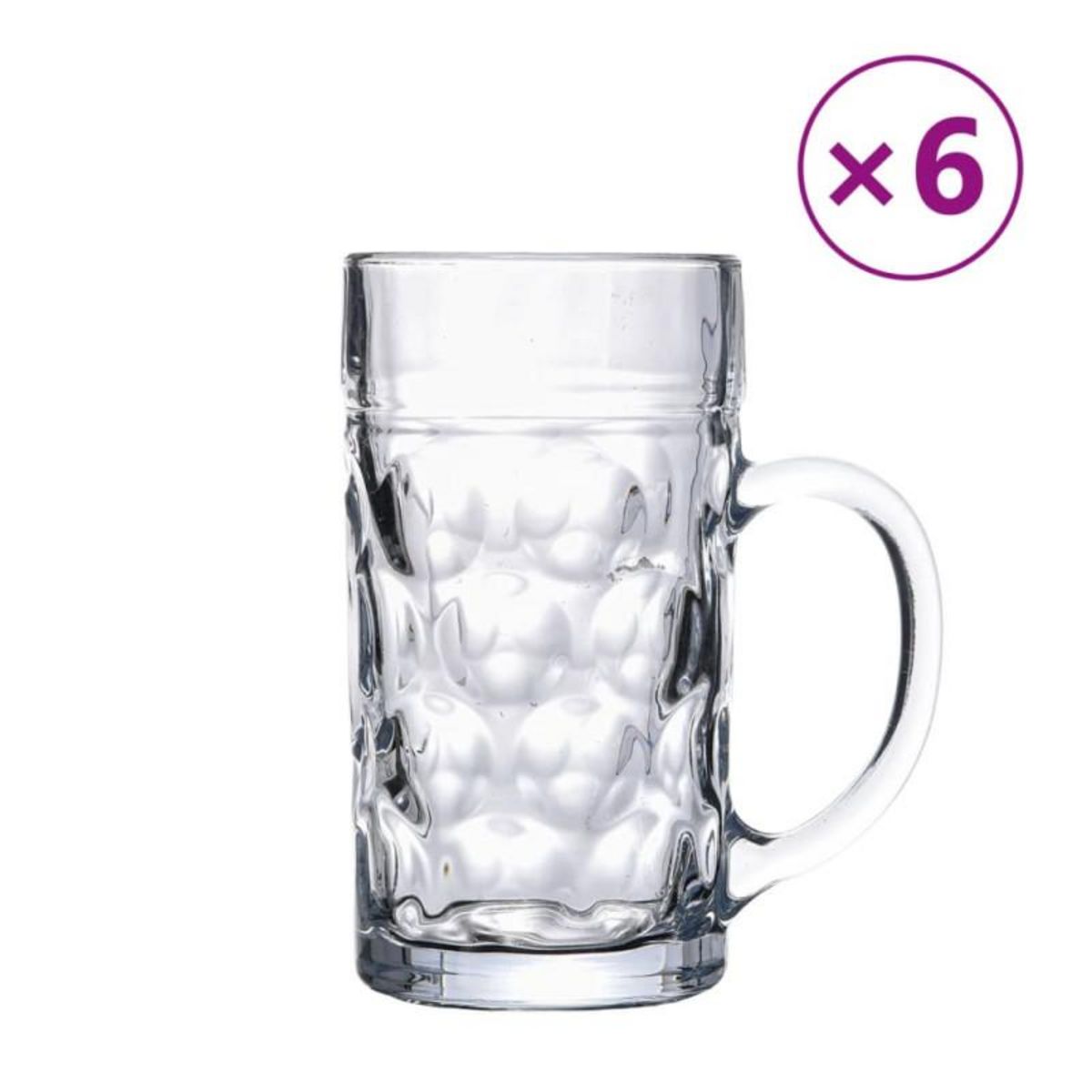 VIDAXL Chopes à bière avec poignée en verre 6 pcs 1000 ml