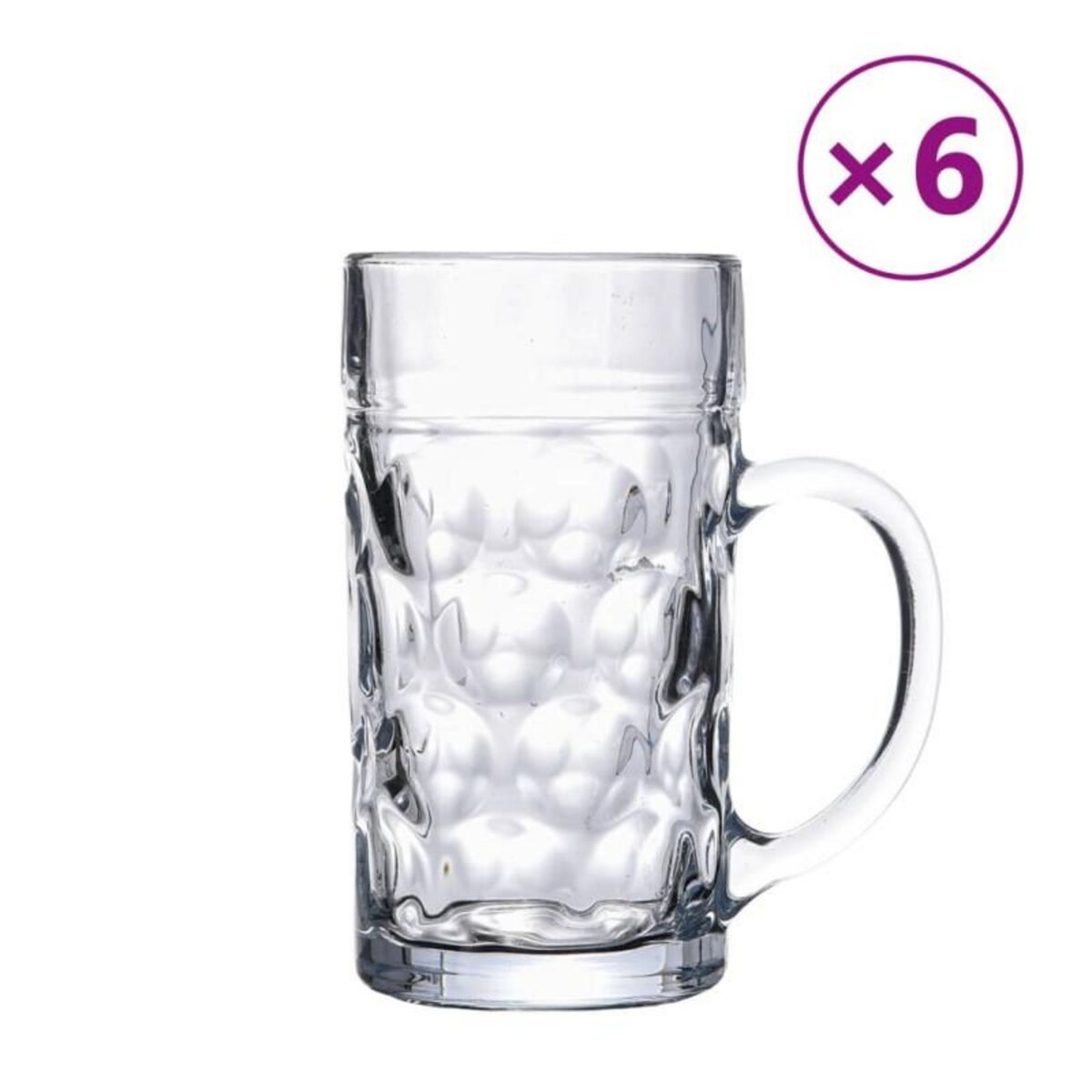 VIDAXL Chopes à bière avec poignée en verre 6 pcs 1000 ml