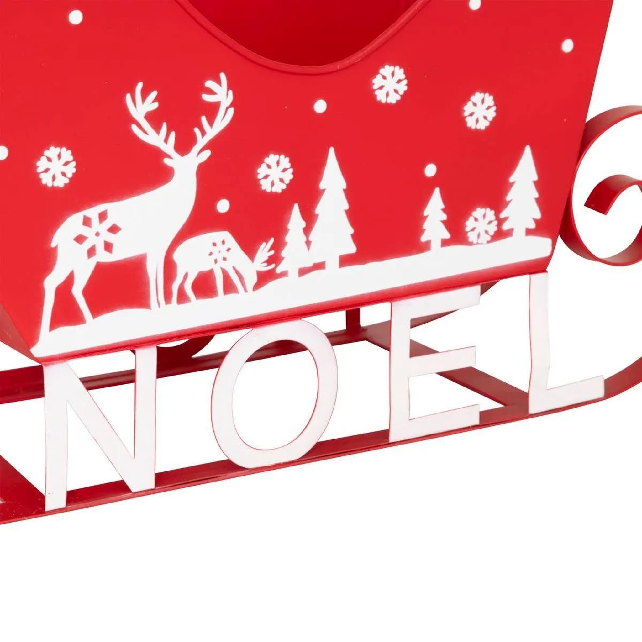 Voir la diapositive 2 : ATMOSPHERA Décoration de noël  traineau  35cm rouge