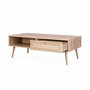Voir la diapositive 3 : SWEEEK Table basse en cannage 110 x 59 x 39 cm - Bohème - Naturel. 1 tiroir. 1 espace de rangement. pieds scandinaves