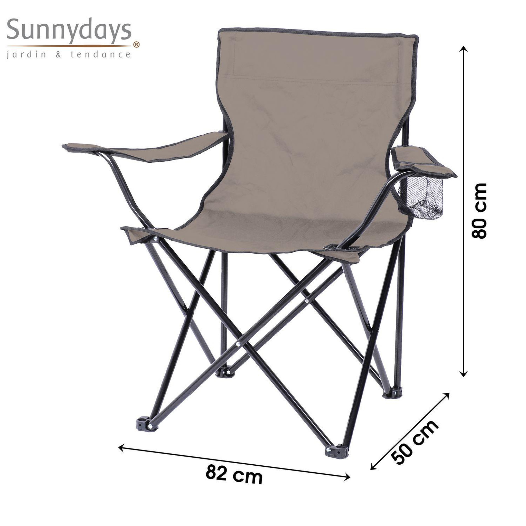 Voir la diapositive 3 : SUNNYDAYS Fauteuil de camping - taupe
