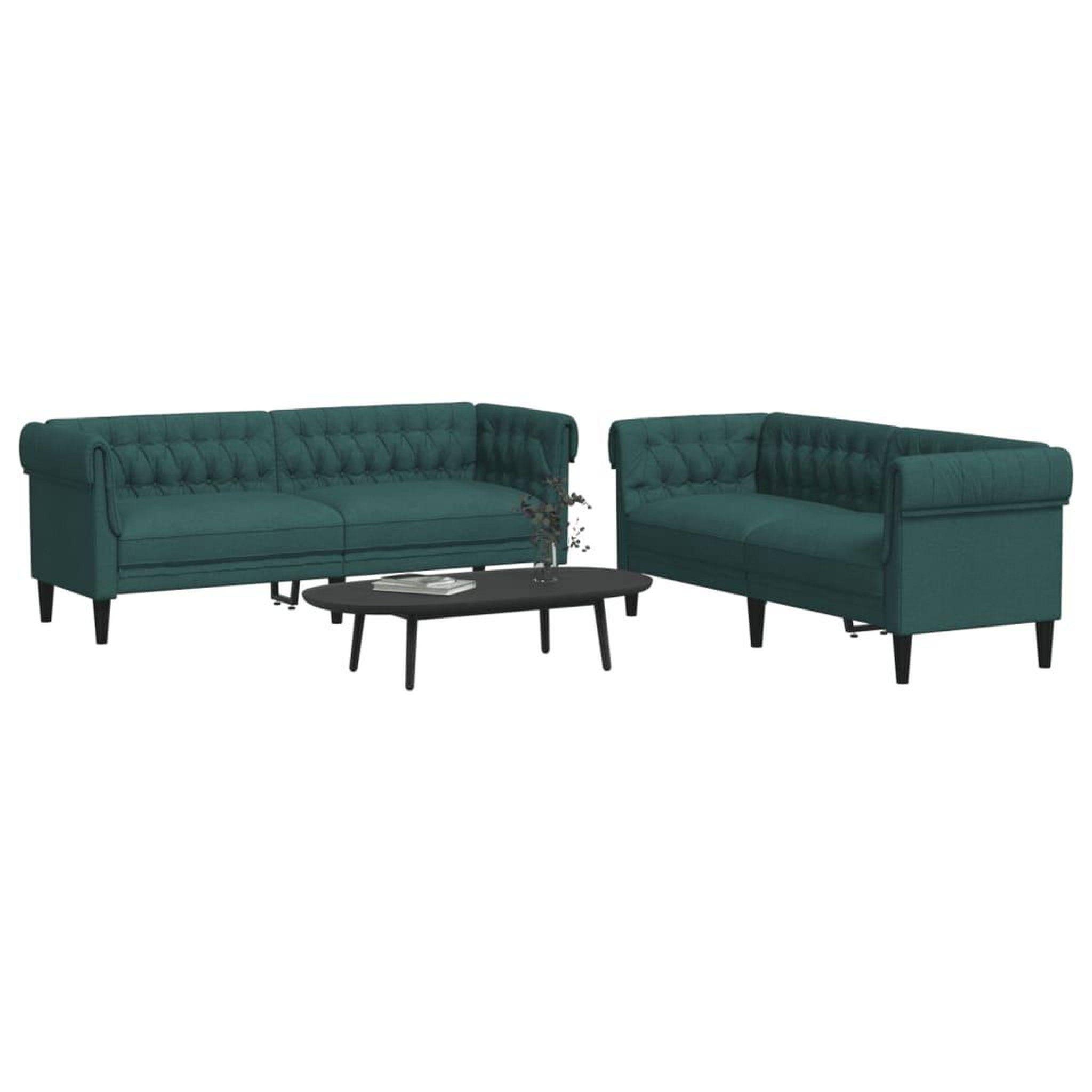 VIDAXL Ensemble de canapes 2 pcs vert fonce tissu