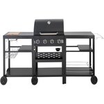 Habitat et Jardin Barbecue à gaz cuisine d'extérieur - 12 kw - 4 brûleurs - Noir