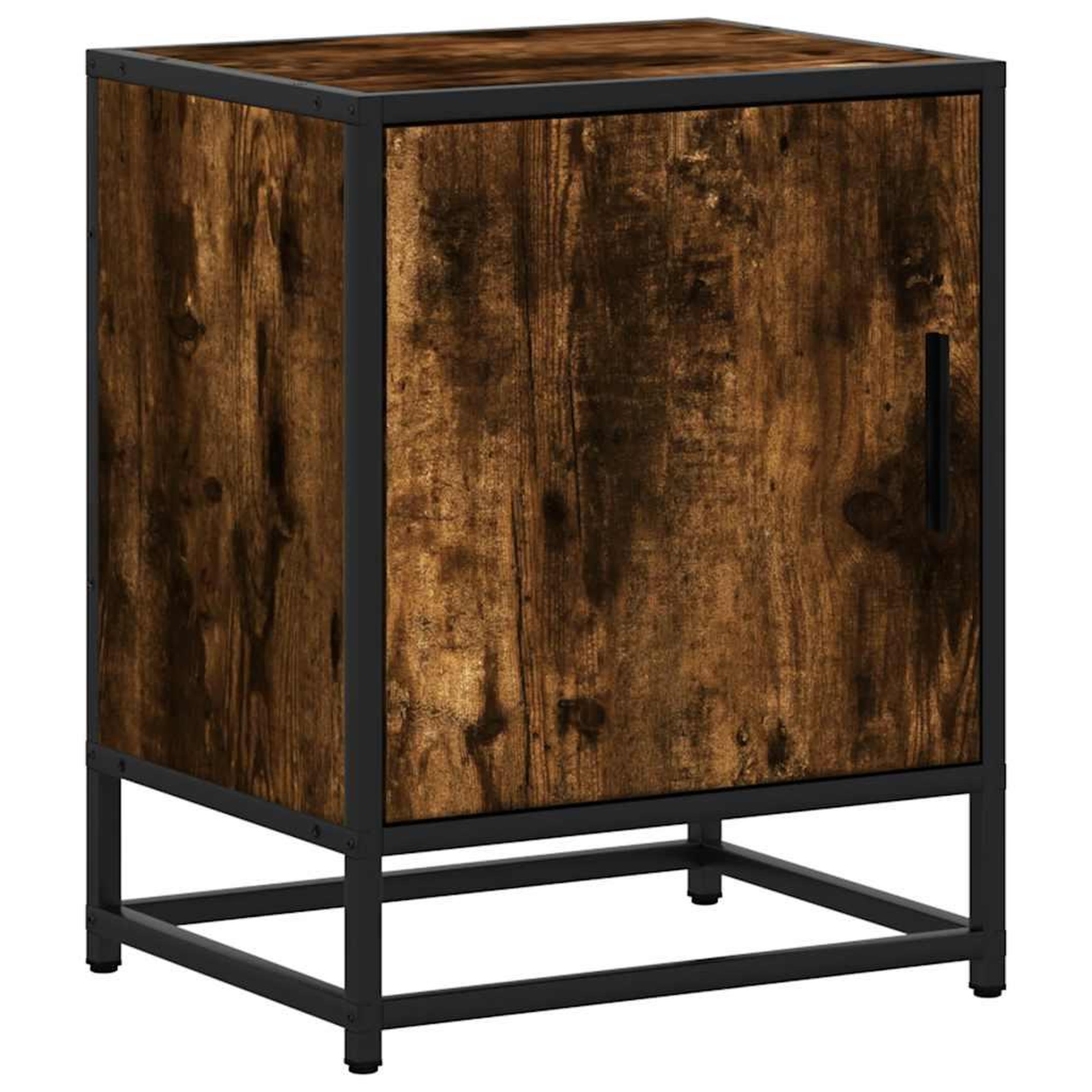 Voir la diapositive 2 : VIDAXL Table de chevet chene fume 40x31x50 cm bois d'ingenierie metal