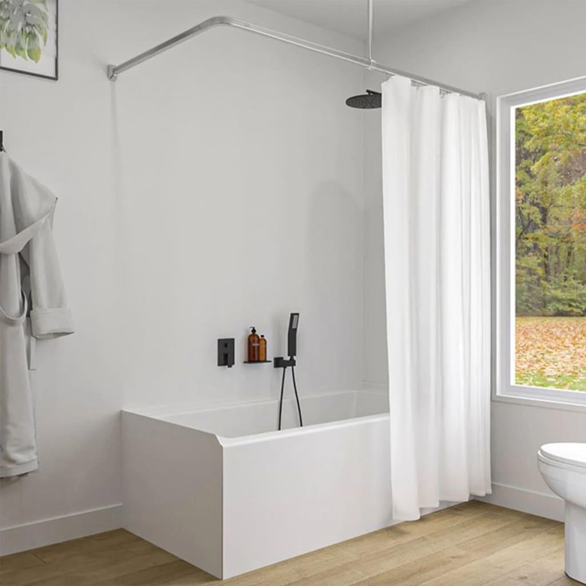 Voir la diapositive 1 : SEALSKIN Sealskin Ensemble de rail de rideau de douche Easy-Roll Aluminium mat