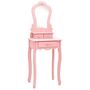 Voir la diapositive 2 : VIDAXL Ensemble de coiffeuse avec tabouret Rose 50x59x136 cm Paulownia