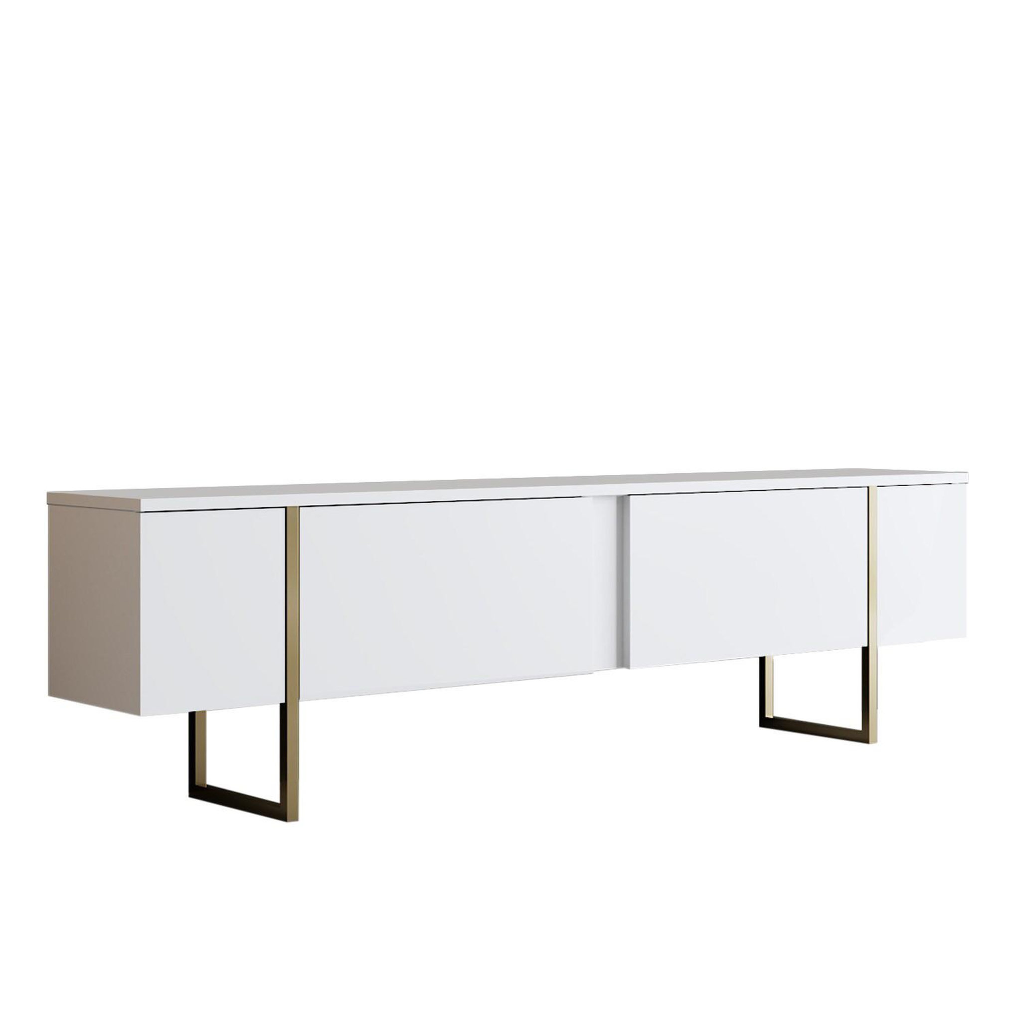 Habitat et Jardin Meuble tv en bois  luxe  - 180 x 30 x 50 cm - or blanc