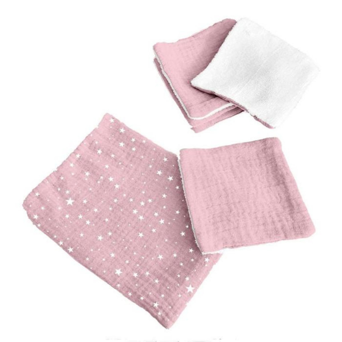 Paris Prix Lot de 5 Débarbouillettes Bébé  Pochon  11cm Rose