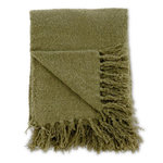 Paris Prix Plaid Uni à Franges  Stanly  130x170cm Vert Mousse